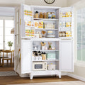 74.8ft Tall Metal Food Cabinet White Pantry Cabinet - Large Capacity