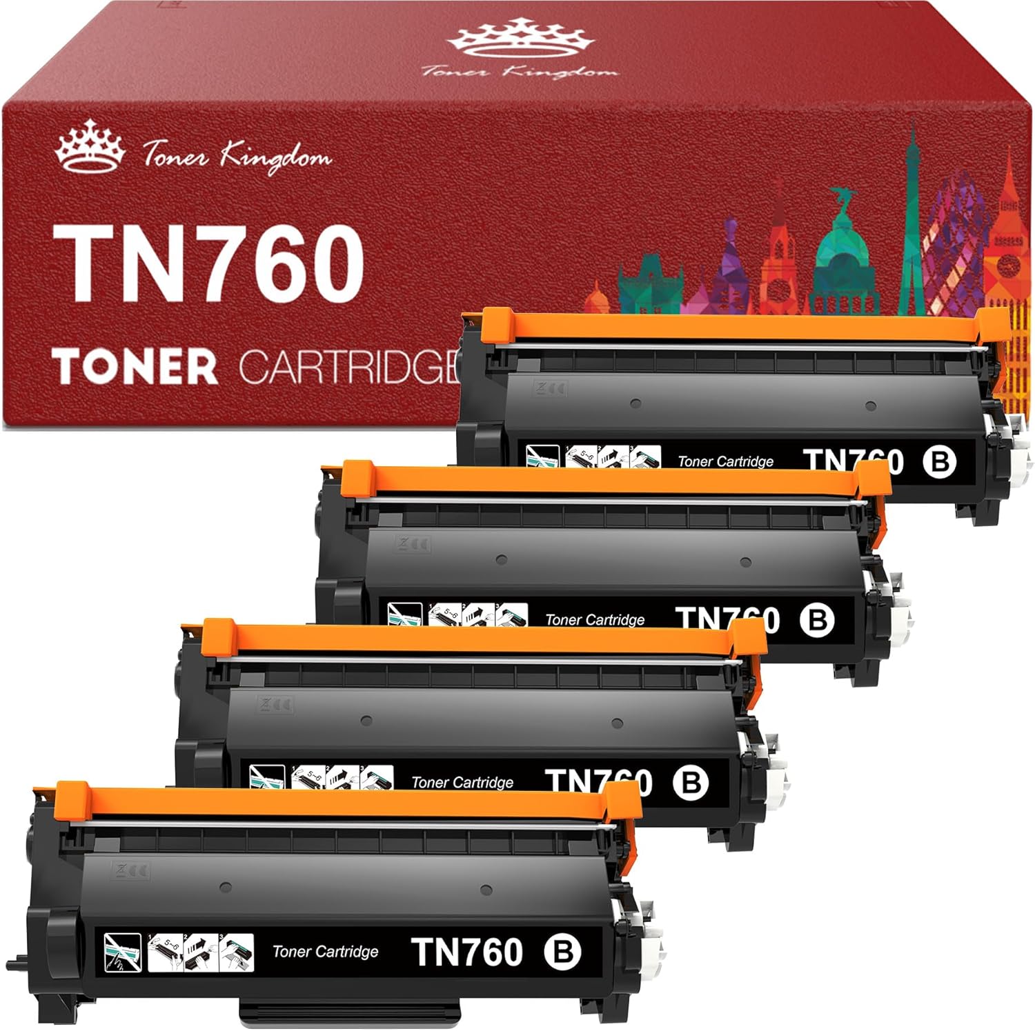Quality 4-Pack Compatible Brother TN730 TN760 Toner by Toner Kingdom