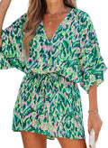 Lace Up Leopard Print Romper - Breathable Summer Wide Leg Jumpsuit