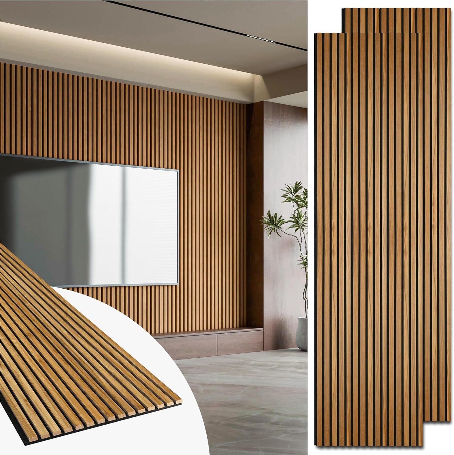 Art3d 2 Pack Wood Slat Acoustic Panels for Wall & Ceiling