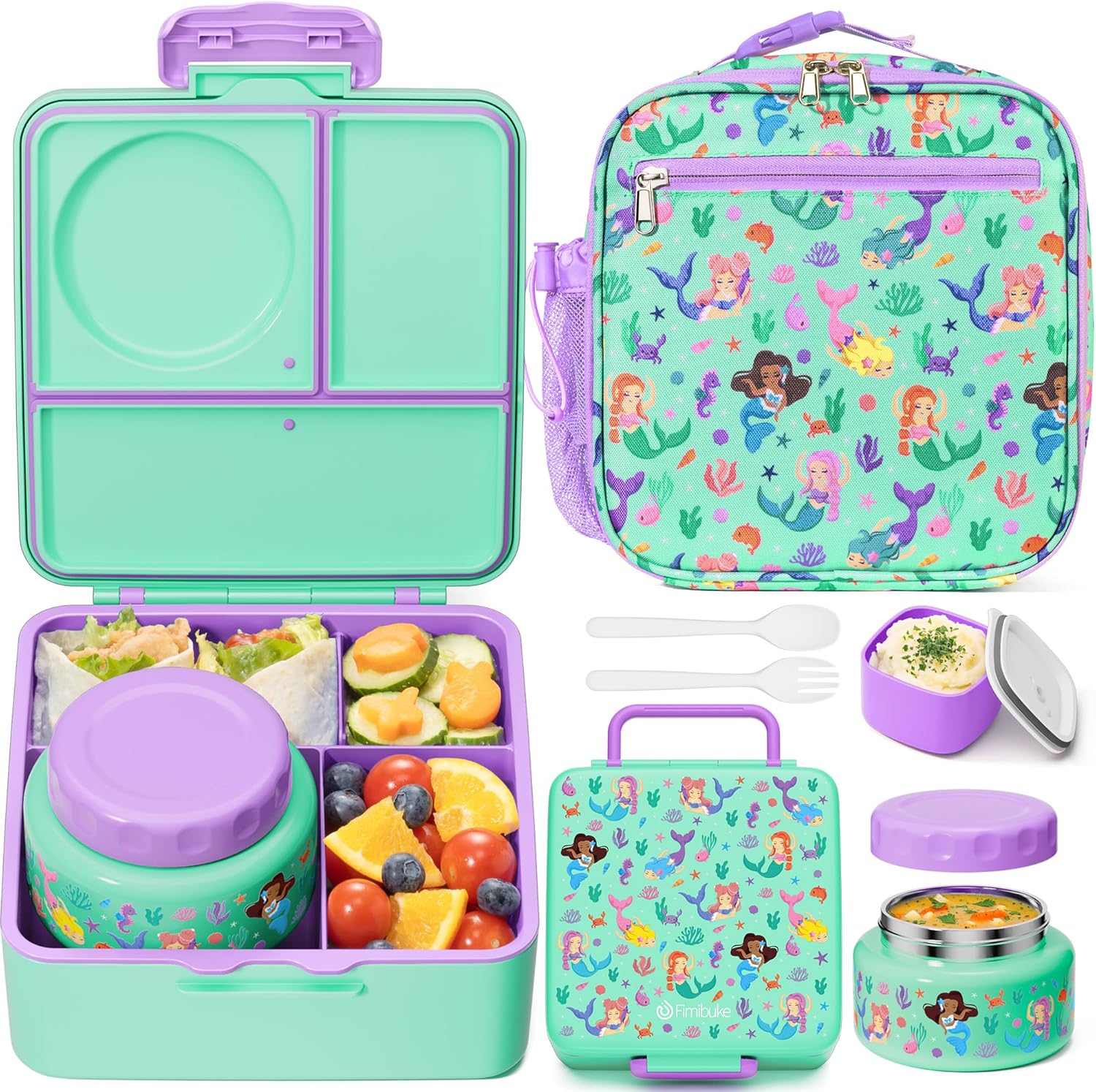 Fimibuke Bento Lunch Box Set for Kids with Insulated Thermos