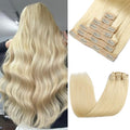 Clip in Hair Extensions Real Human Hair 120g 14 in - Bleach Blonde