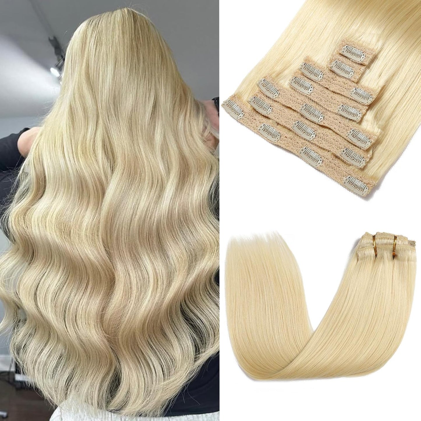 Clip in Hair Extensions Real Human Hair for Instant Volume