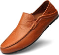 Men's Leather Slip On Loafers - Breathable Driving Shoes