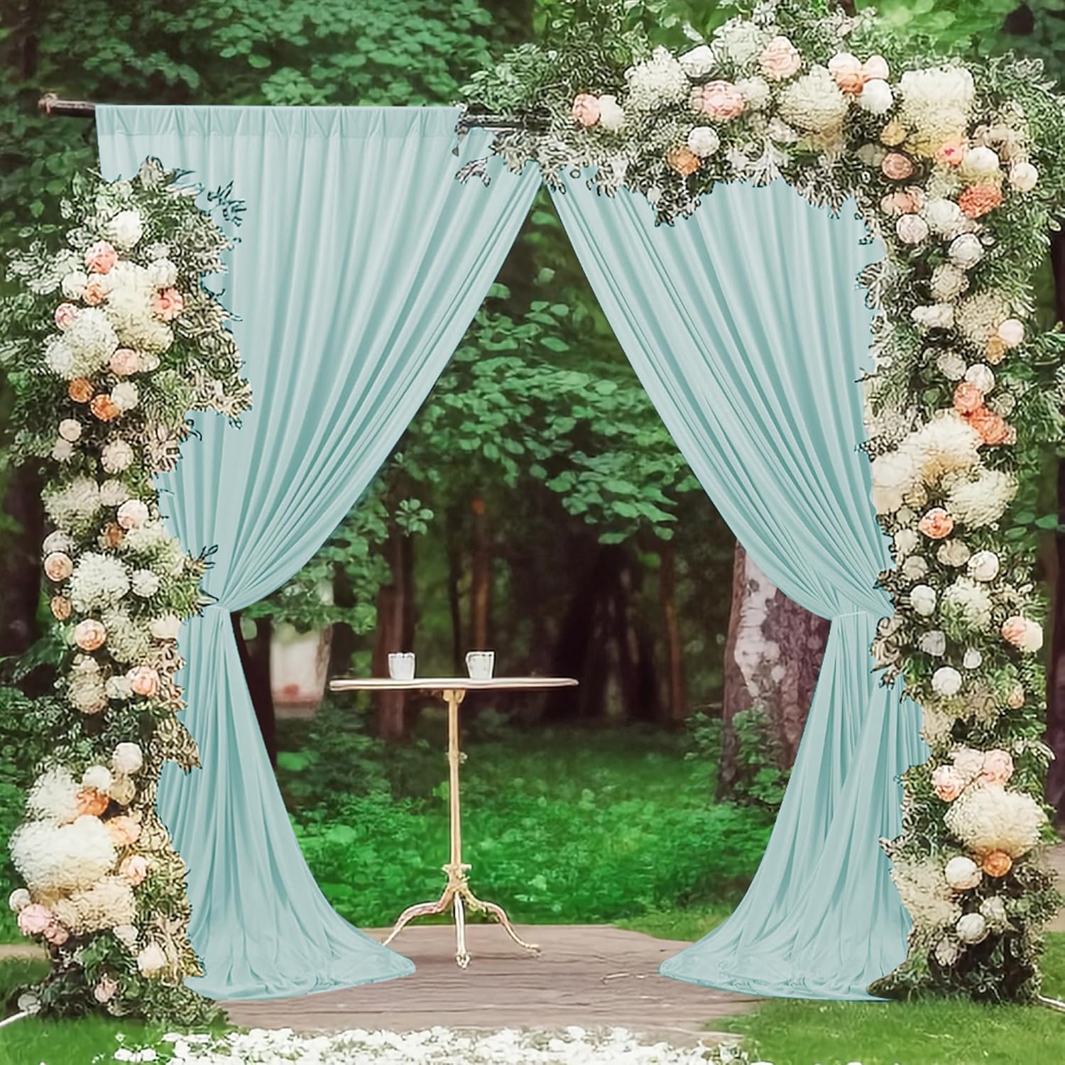 MEETSKY Light Green Backdrop Curtains for Events and Photography