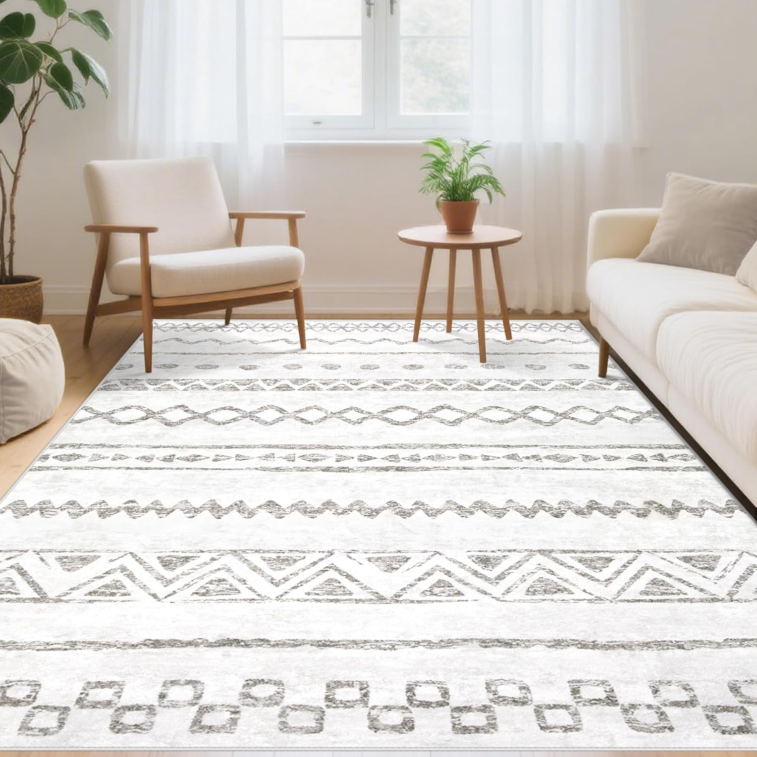 6x9 Area Rugs for Living Room: Modern Geometric Soft Carpet