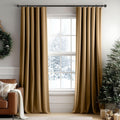 Golden Brown Velvet Curtains 96 in 2 Panels - Soft Room Darkening
