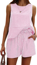 EXLURA Women's Summer 2 Piece Outfits Sleeveless Tank Top Matching