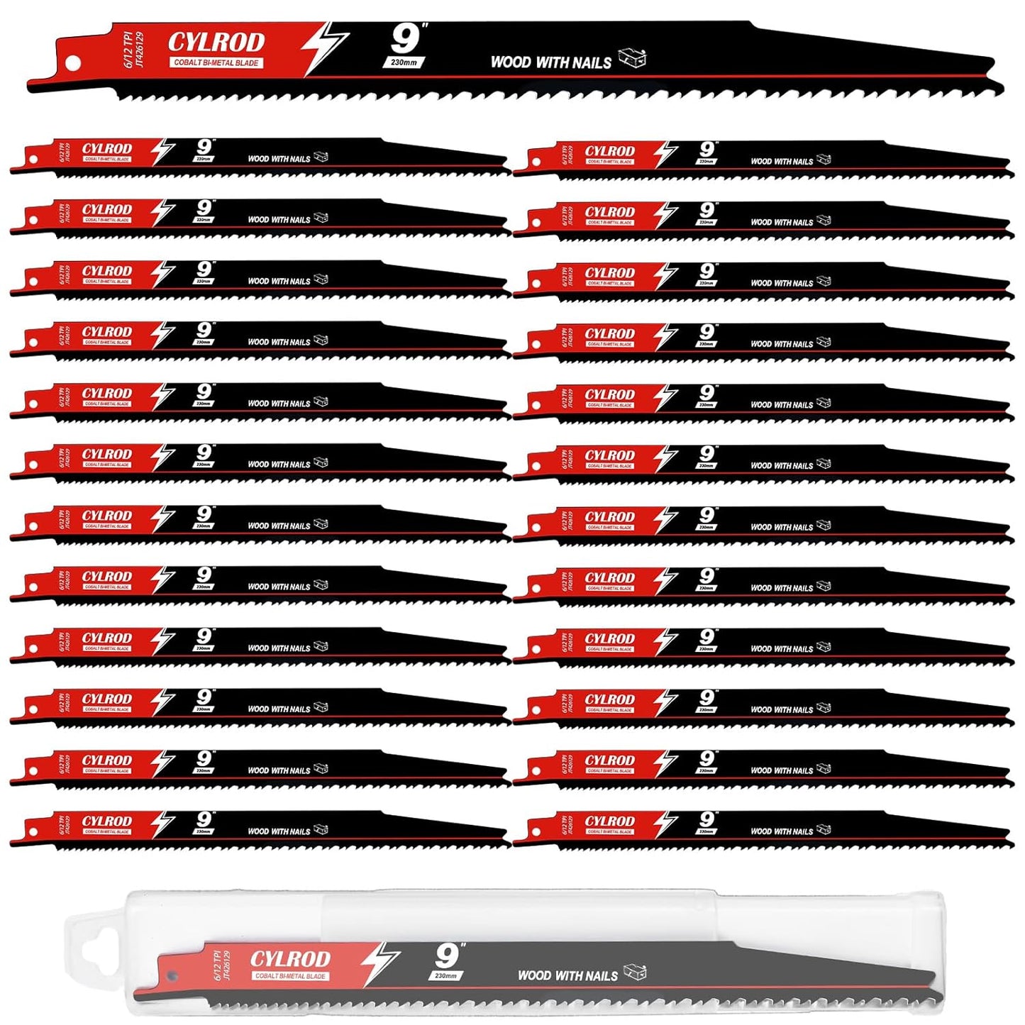 25 Pack 9 in Reciprocating Saw Blades for Nail-Embedded Wood