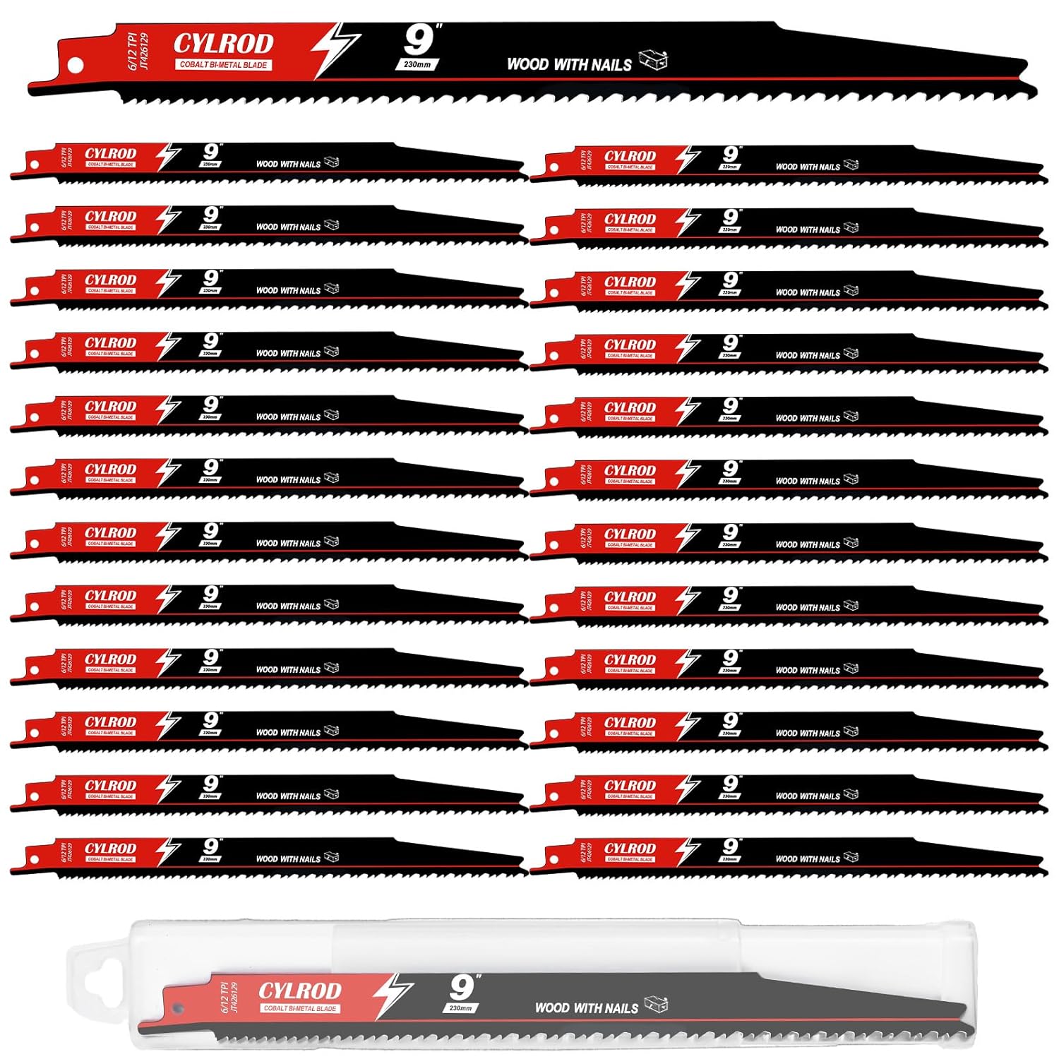 25 Pack 9 in Reciprocating Saw Blades for Nail-Embedded Wood