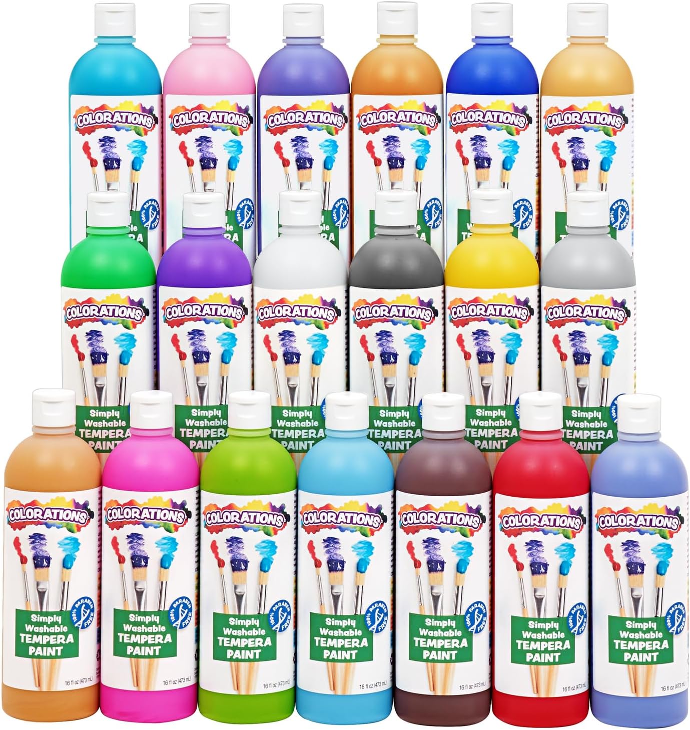 Colorations Washable Tempera Paint Set for Kids' Art Projects