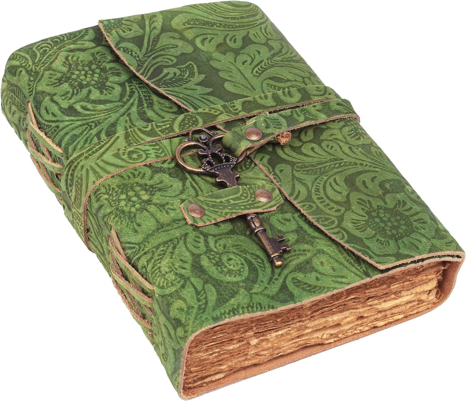 Antique Handmade Leather Journal - Vintage Deckle Edge Design