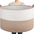 XXL Large Blanket Basket with Handles - 105L Cotton Rope Storage
