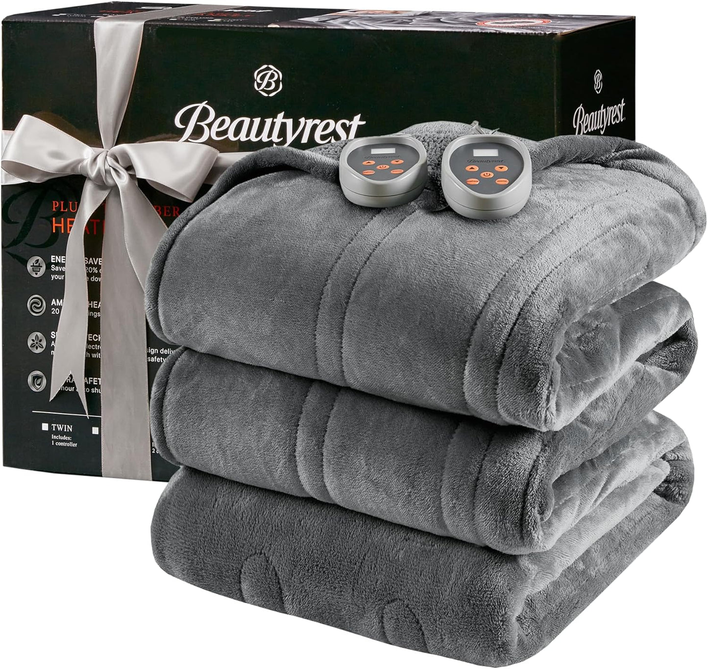 Beautyrest Heated Blanket - Soft Reversible Plush Comfort