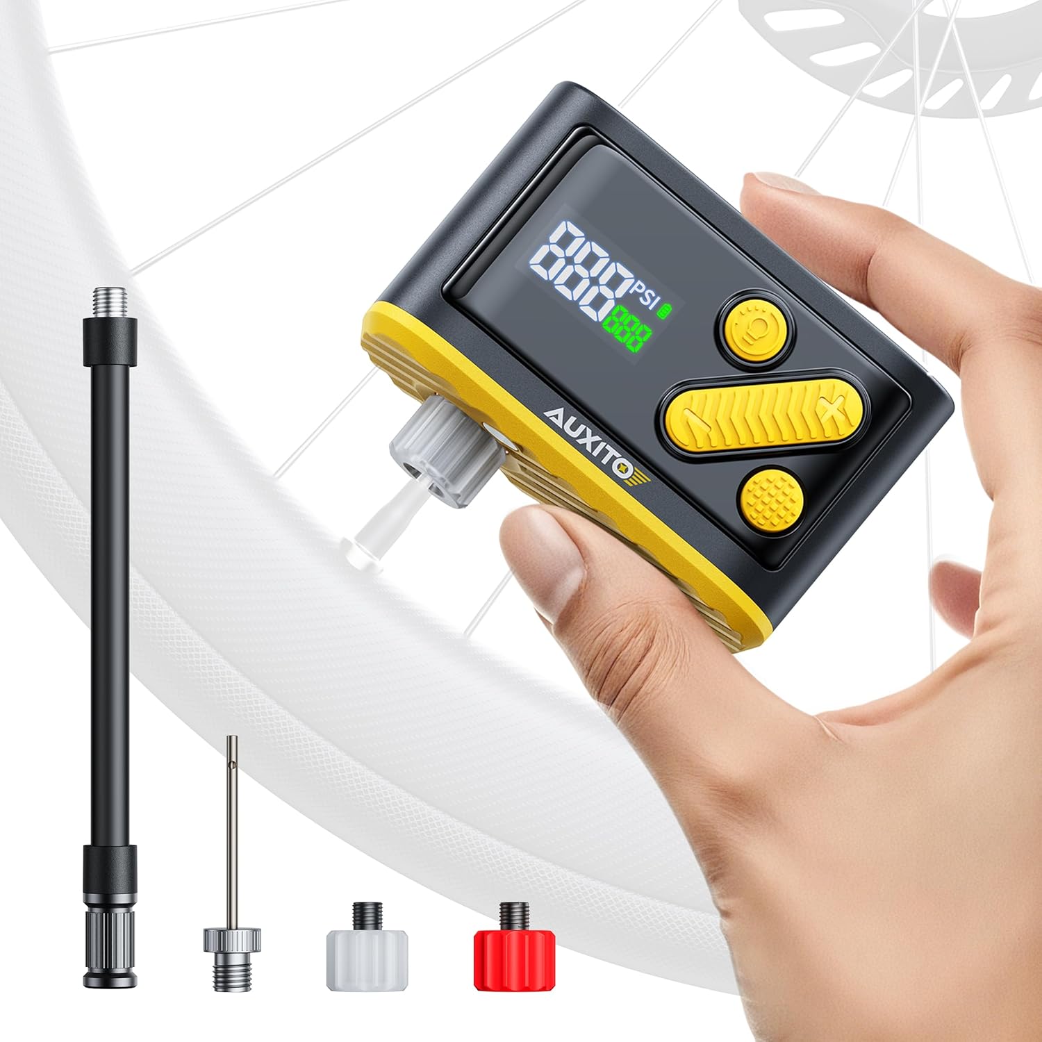 AUXITO Mini Electric Bike Pump: Fast Inflate & Compact Design