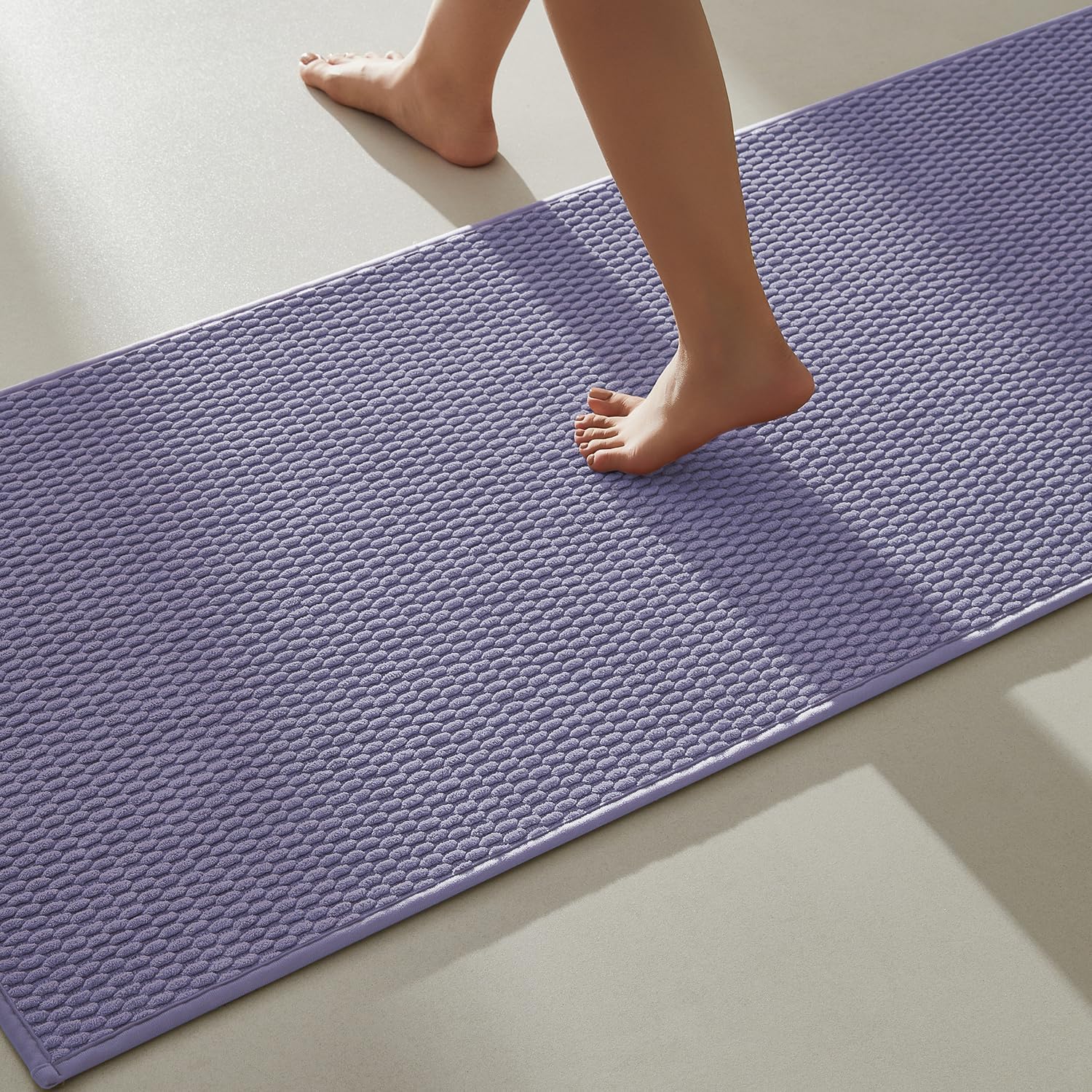 Bathroom Runner Rugs - Non Slip Chenille Bath Rug in Lavender