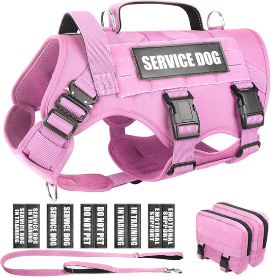 WINSEE Tactical Dog Harness with Leash for Large Breeds