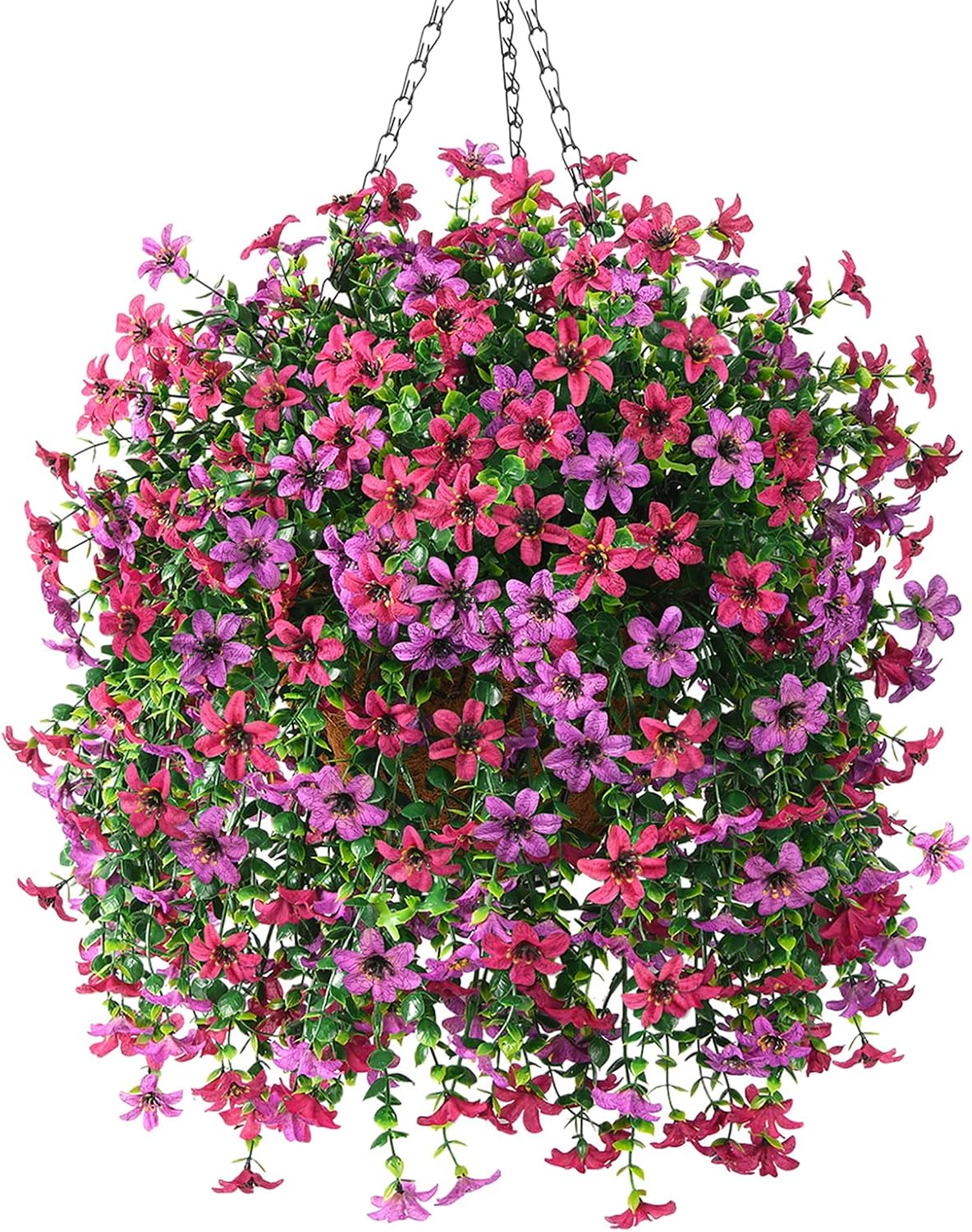 Artificial Faux Hanging Flowers Basket for Outdoor Decor