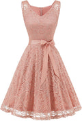 Dressystar Women Floral Lace V Neck Knee Length Bridesmaid Dress - Fit