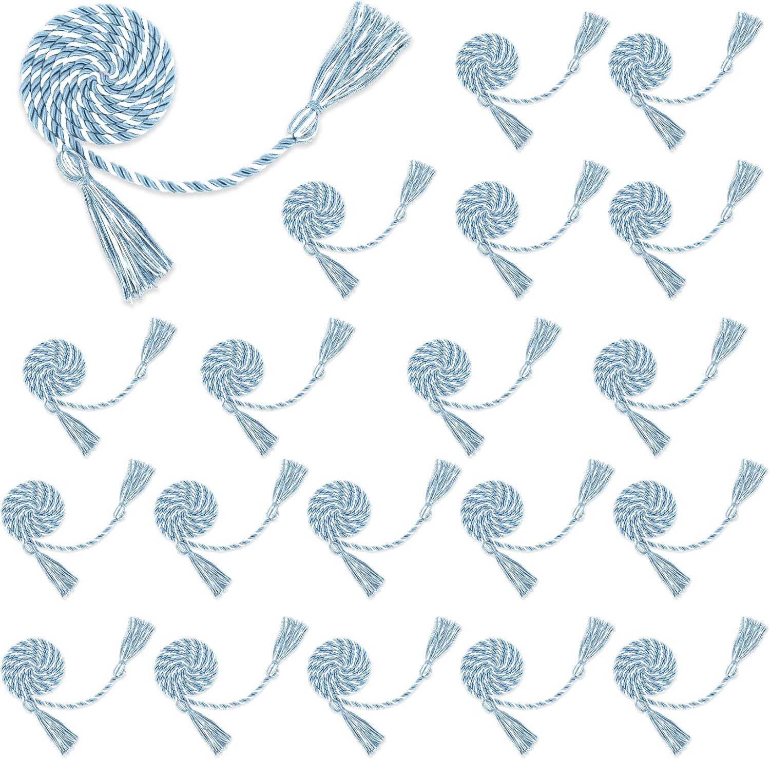 Graduation Cords 20pcs Sky Blue & White Honor Cords for 2025