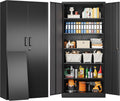 Metal Storage Cabinet with Lock and Adjustable Shelves for Home