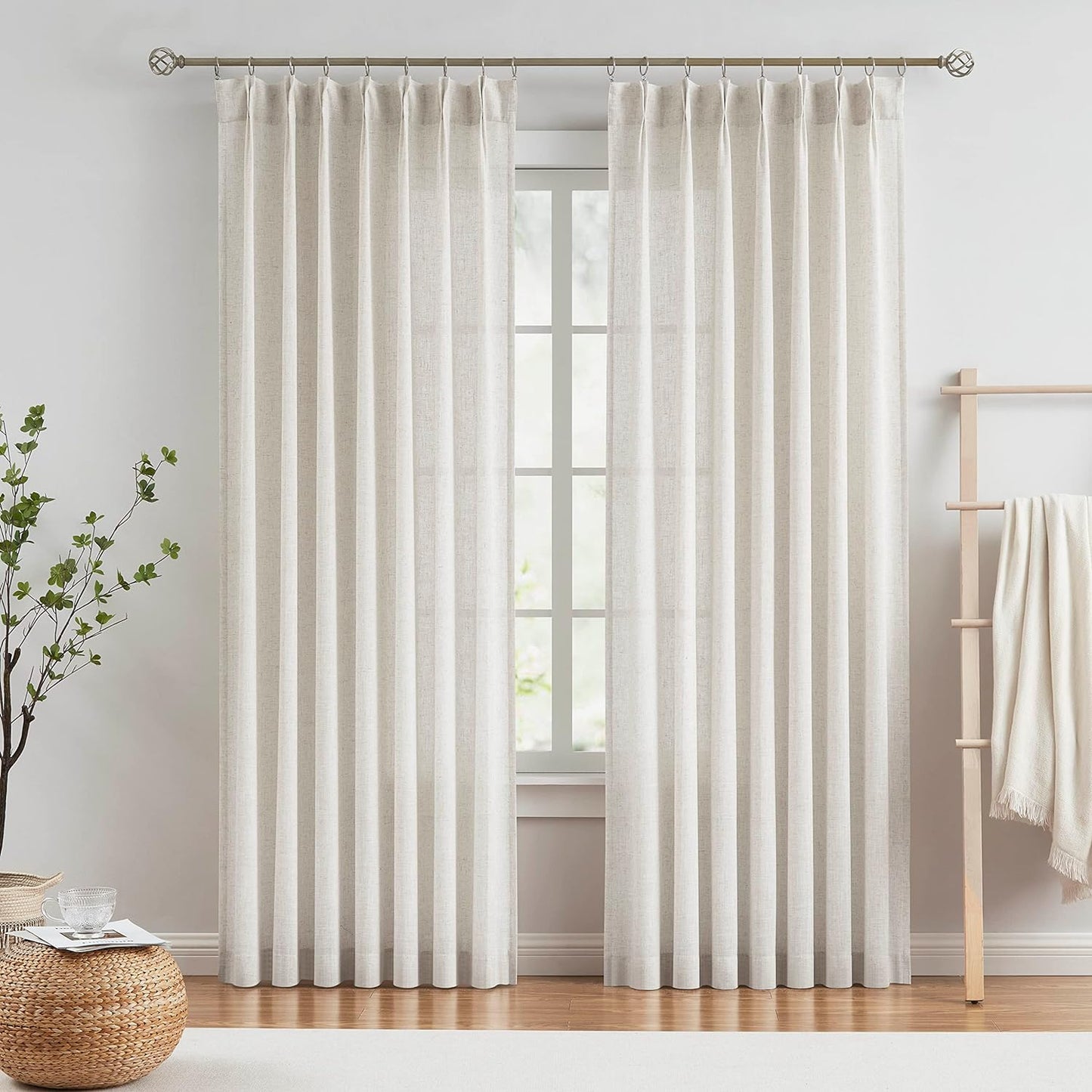 Light Filtering Linen Curtains - Set of 2 Panels, 42x90, Vision Home