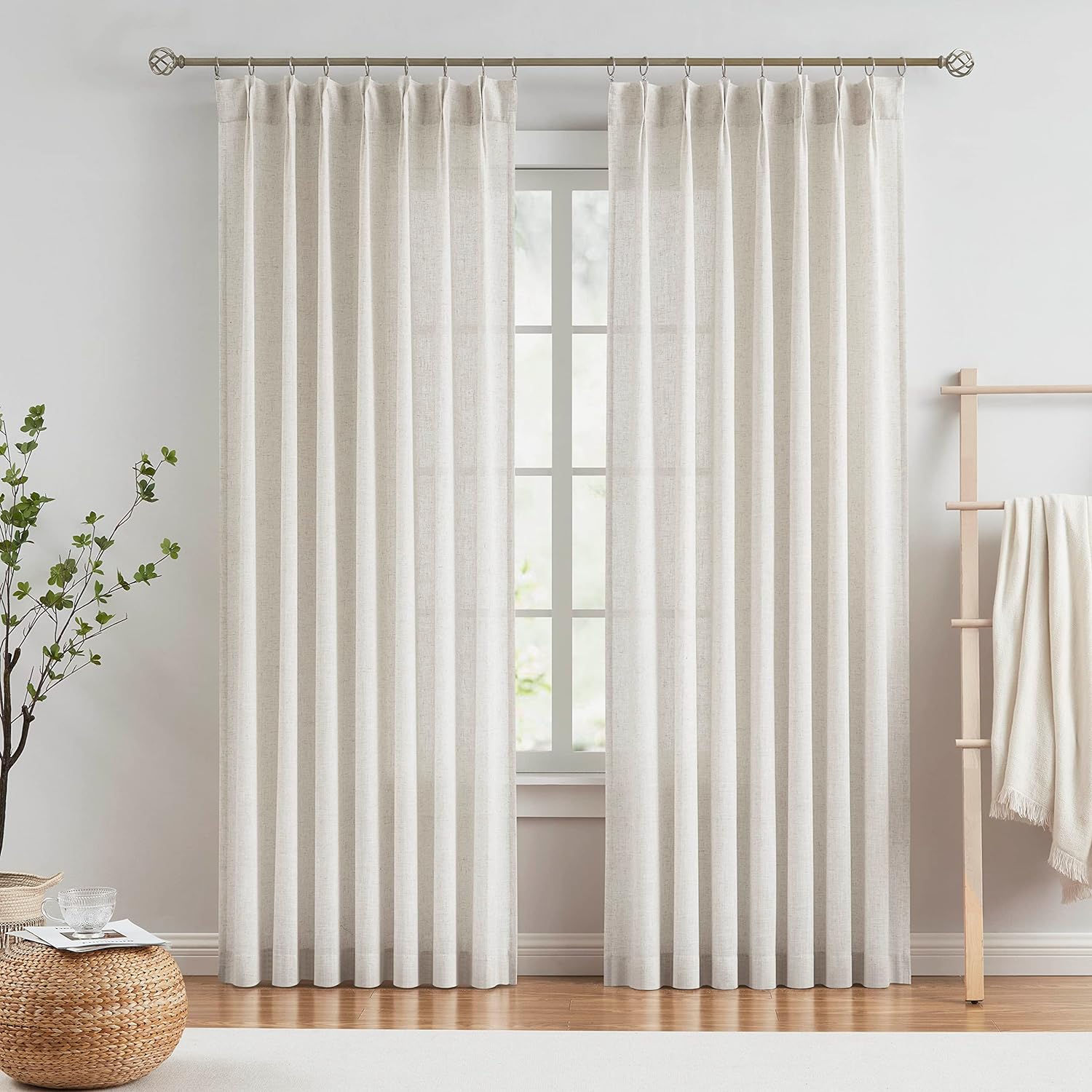 Light Filtering Linen Curtains - Set of 2 Panels, 42x90, Vision Home
