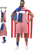 Patriotic American Flag Overalls Set for 4th of July Fun