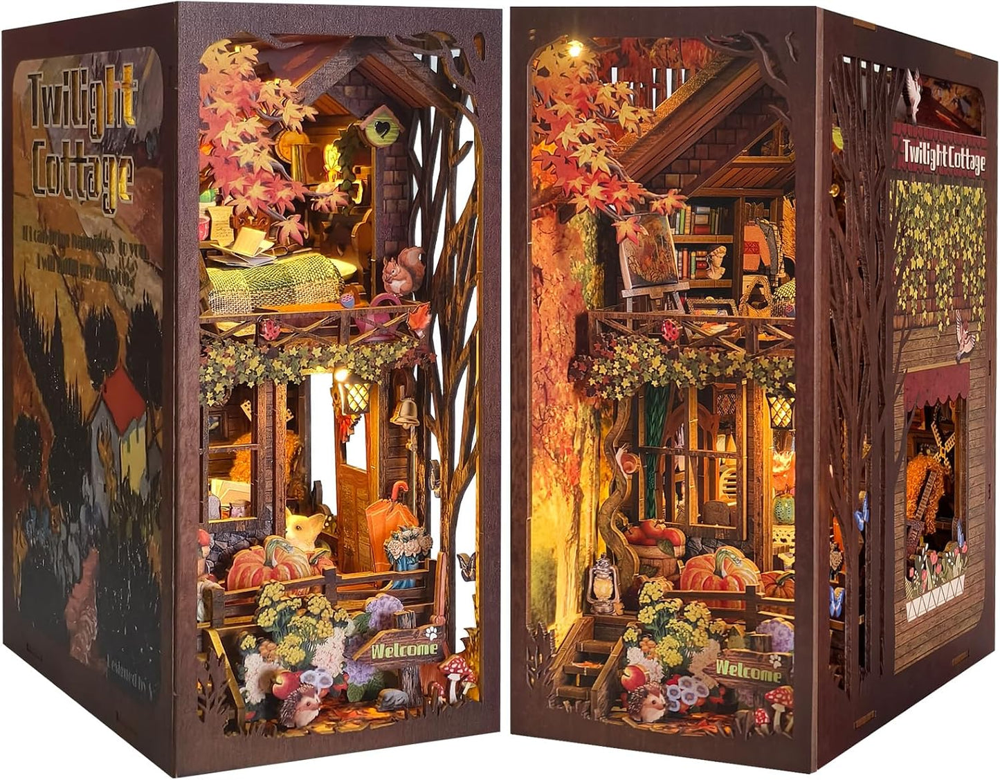 DIY 3D Wooden Puzzle Book Nook Kit for Cozy Bookends