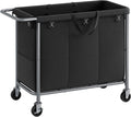 3-Section Laundry Basket with Wheels 52.8 Gal Ink Black - Rolling