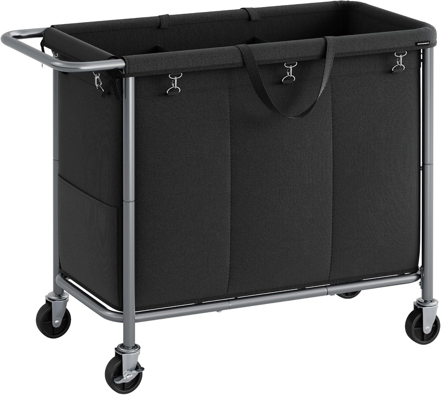 SONGMICS Rolling Laundry Hamper with Wheels and 3 Compartments