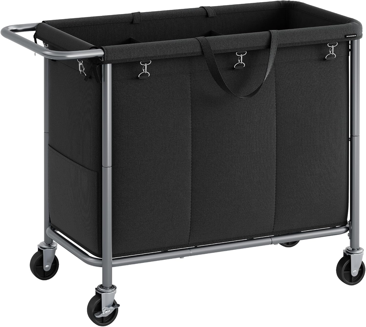 SONGMICS Rolling Laundry Hamper with Wheels and 3 Compartments
