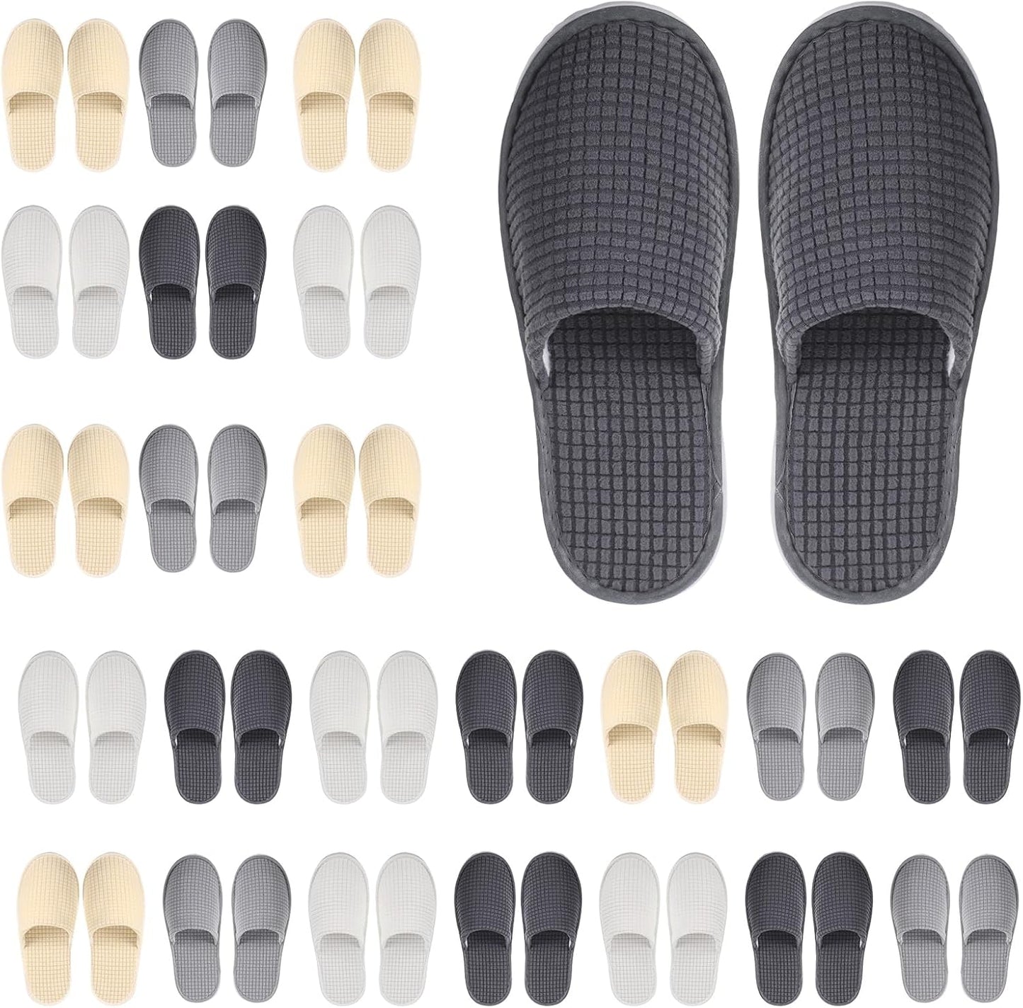 Geyoga 24 Pairs House Slippers for Guests - Soft & Washable