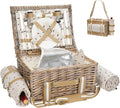 19Pcs Picnic Basket for 2 with Blanket - Spacious Willow Picnic Set