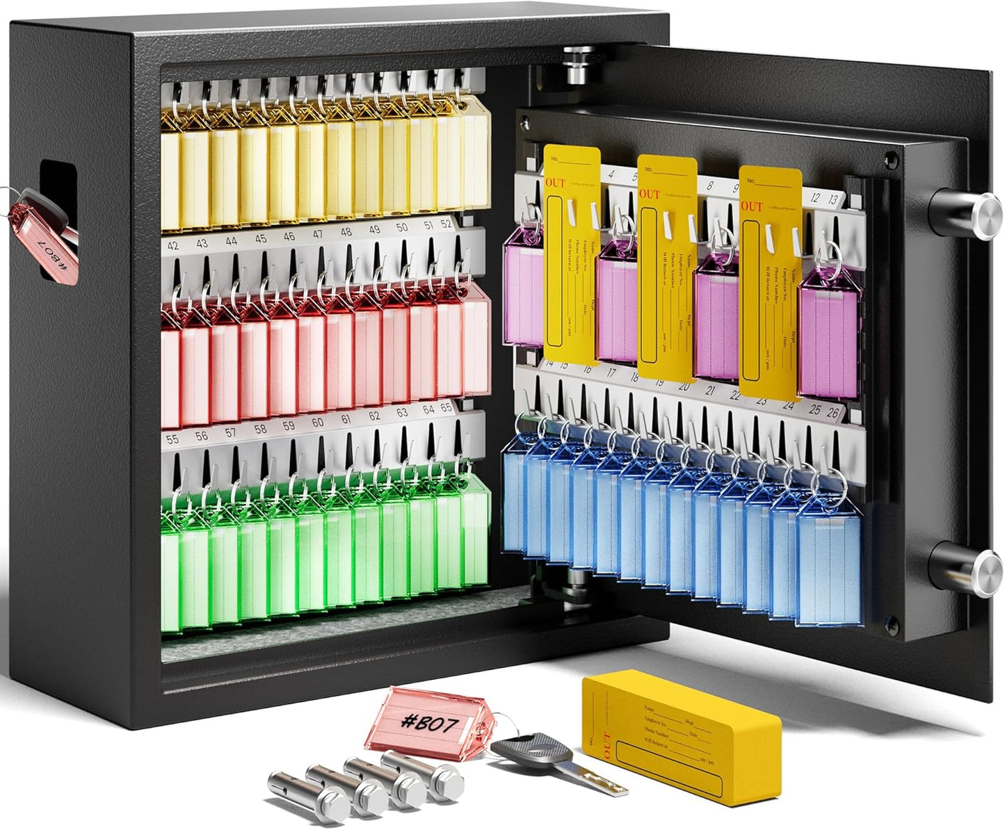 64 Keys Electronic Key Lock Box with Code and LED Light