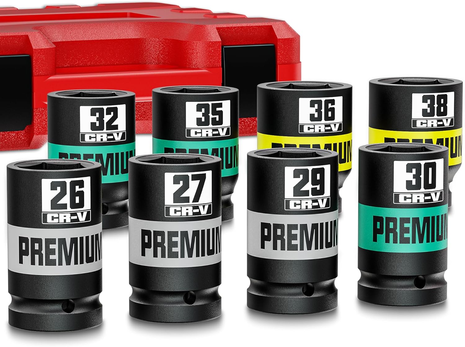 8 Piece 3/4 Drive Impact Socket Set for Vehicle Maintenance