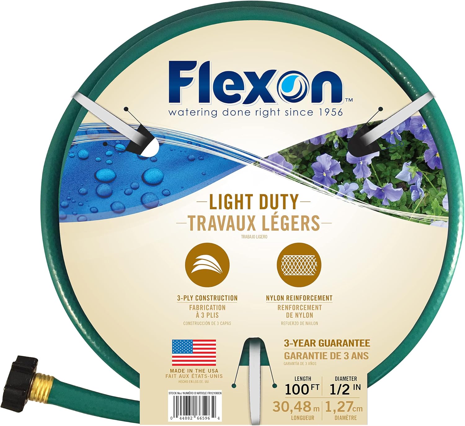 Flexon 1/2in x 100ft Light Duty Garden Hose for Easy Use