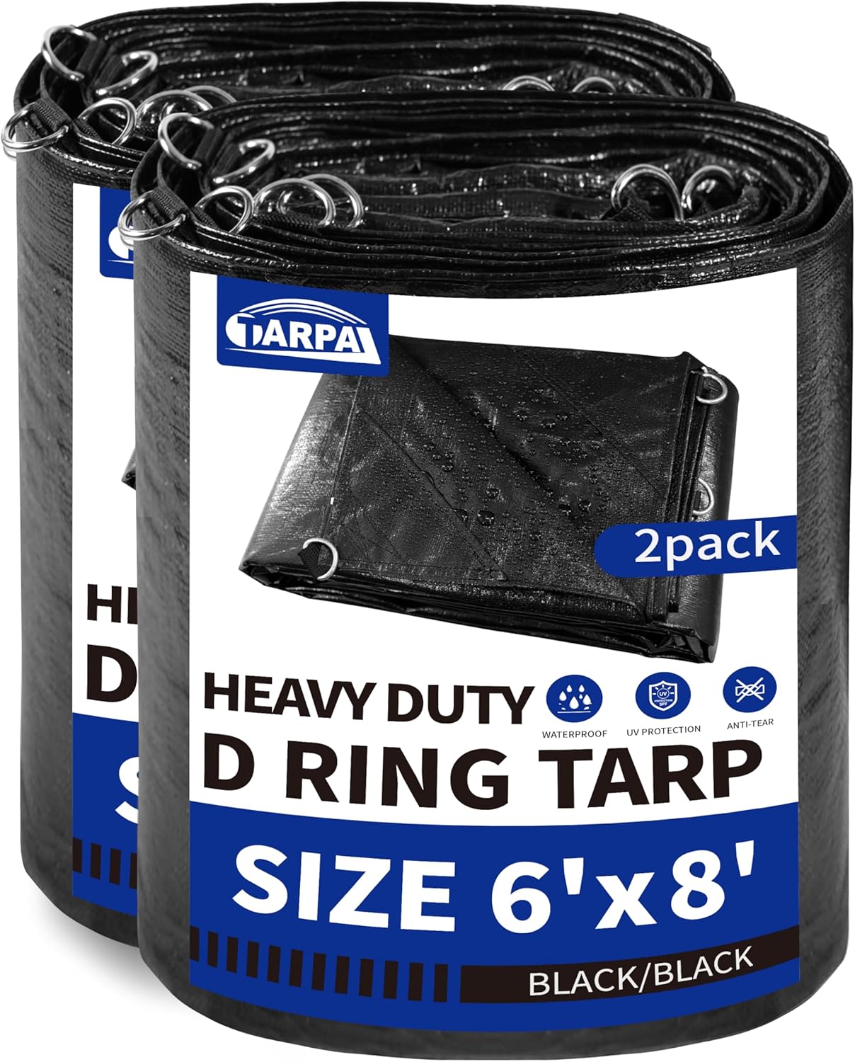 TARPAL Heavy Duty Tarps 6x8 Feet Waterproof D-Ring Design