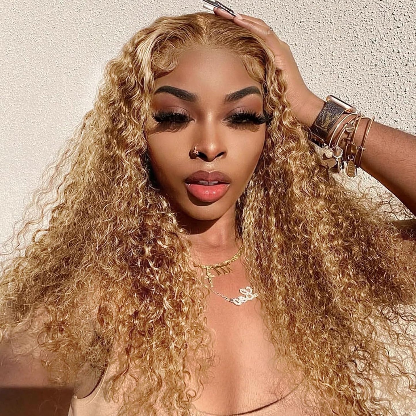 18 Inch Deep Wave BOB Ombre Highlight Lace Front Wigs for Women