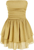 CIDER Women's Summer Cocktail Dress - Tube Ruched Ruffle (Style 887X)