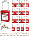 QWORK Red Lockout Tagout Safety Padlock, 20 Padlocks with 40 Keys