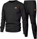 Mens 2 Piece Jacquard Tracksuit Set - Casual Crewneck Sweatshirt