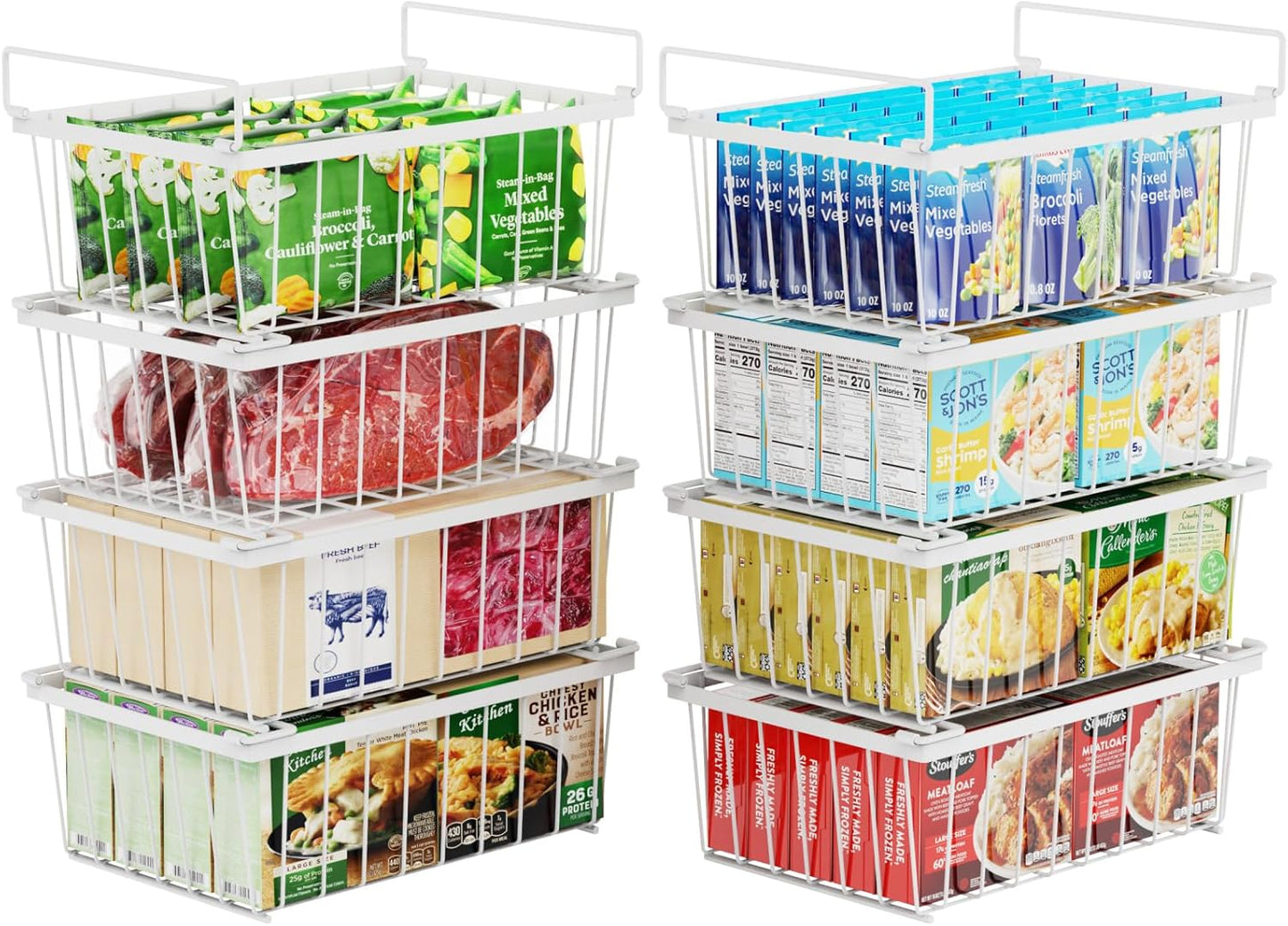 iSPECLE Chest Freezer Organizer Bins - Stackable 8 Pack for Storage