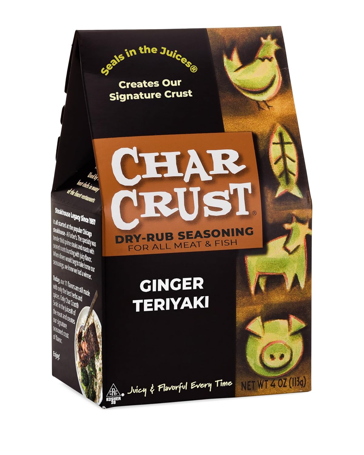 Char Crust Dry-Rub Seasonings Ginger Teriyaki for Juicy Proteins