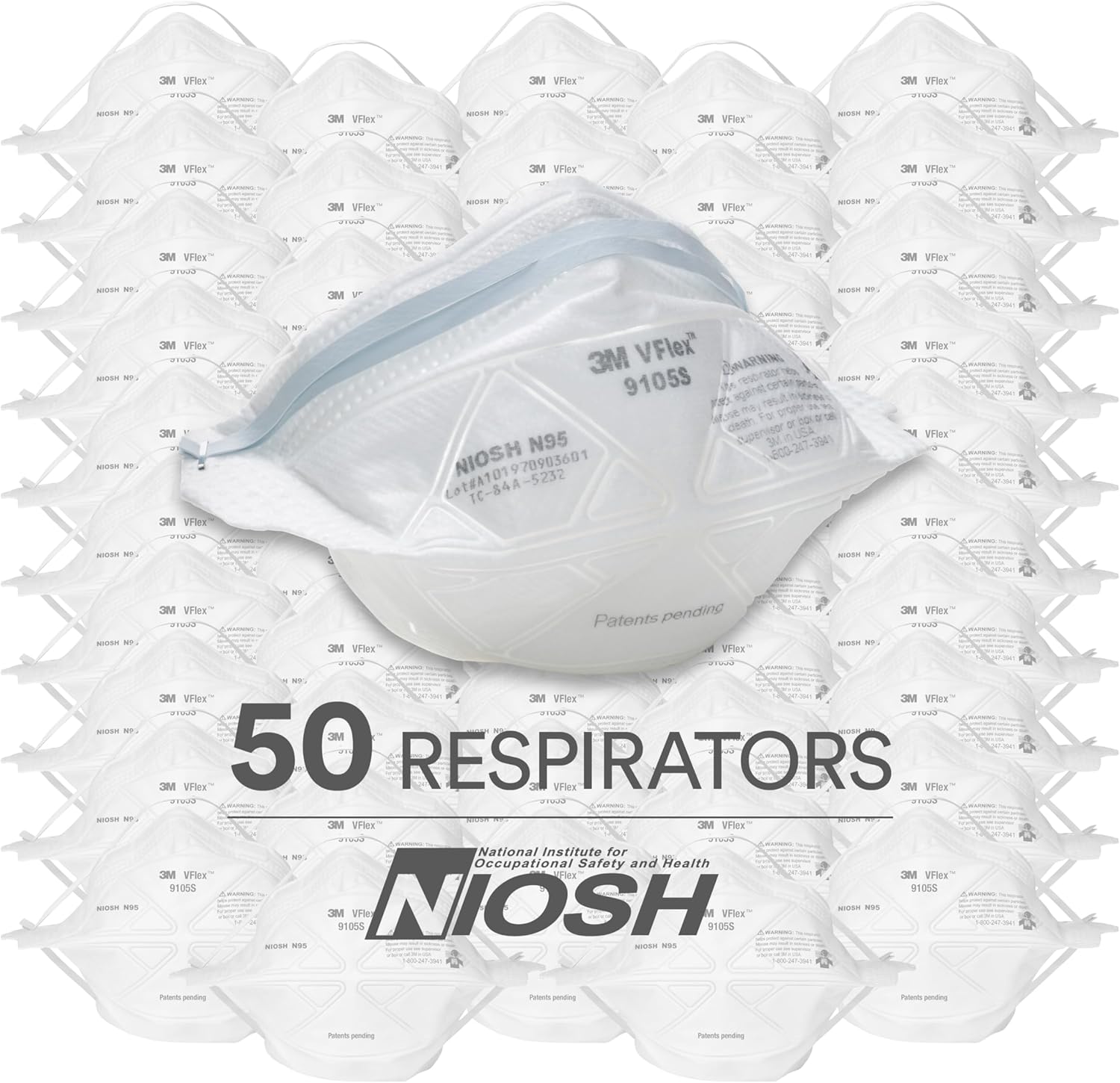 3M N95 Disposable Respirator Pack of 50 for Comfort and Safety