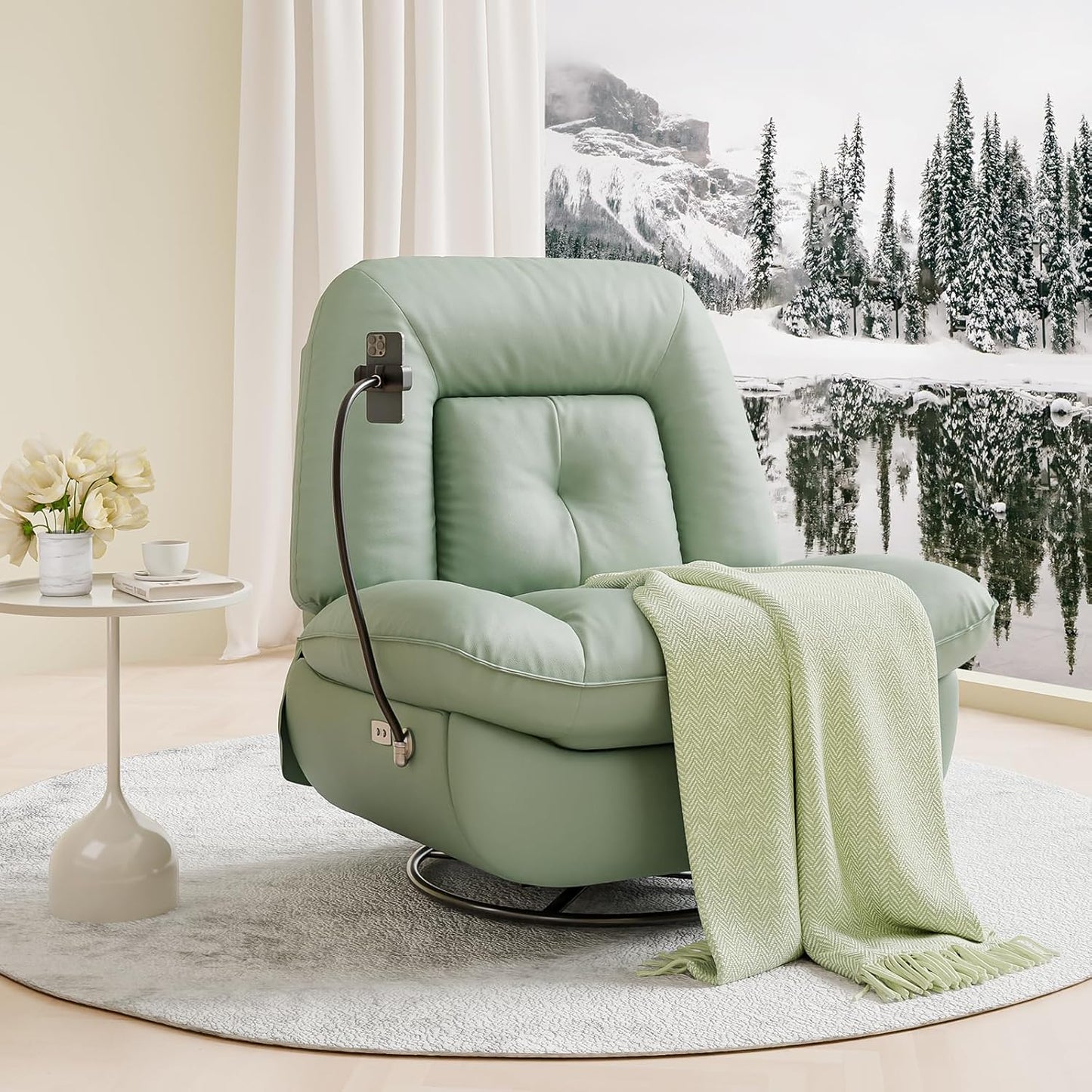 Ultimate Comfort Recliner - Swivel Rocker, USB Port, Hidden Storage, Effortless Movie Nights