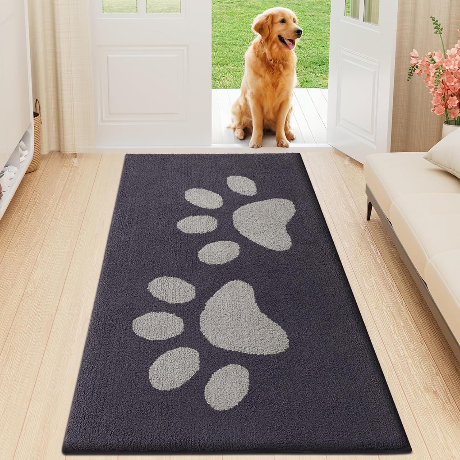 Buganda Dog Door Mat for Muddy Paws - Absorbent and Non-Slip