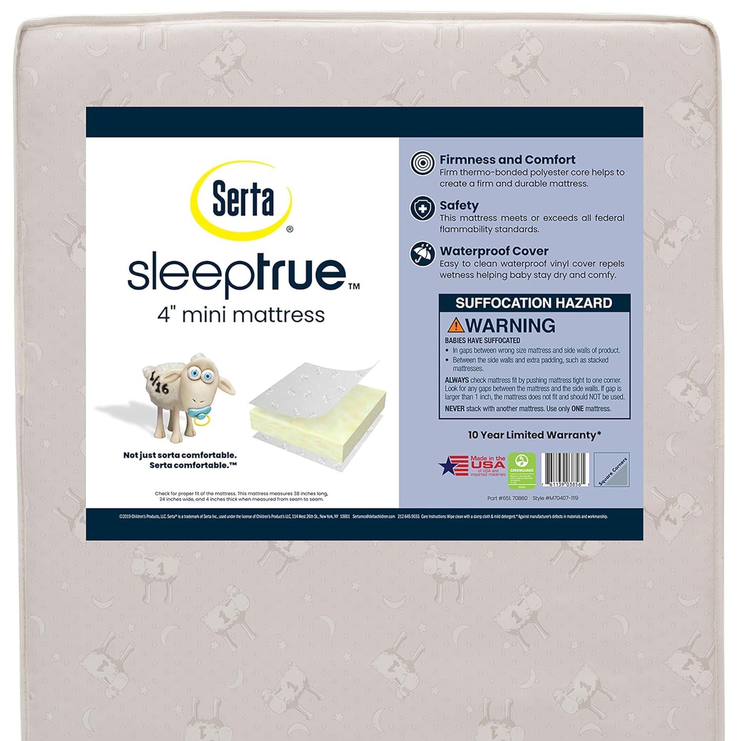 Delta Children Serta SleepTrue Mini Crib Mattress for Safe Sleep