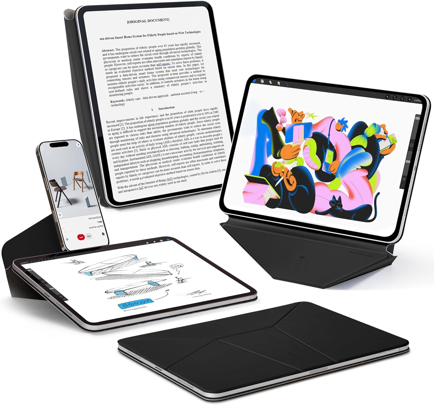 MOFT Dynamic Folio Case for iPad Air 13 Inch M3/M2 - Jet Black