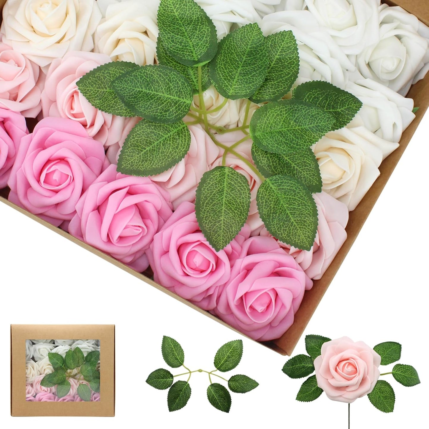 Artificial Flowers Pink Roses for DIY Wedding Bouquets and Decor
